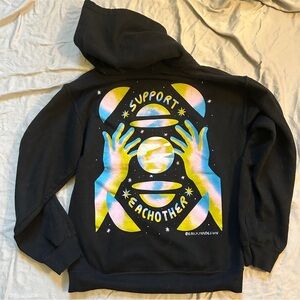 Black Hoodie with Colorful Graphic Design